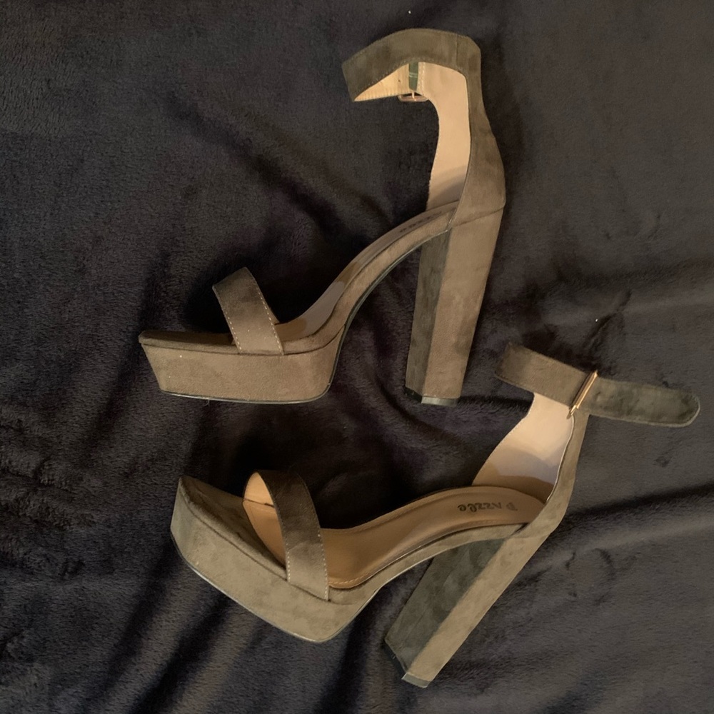 Women olive green chunky heel - Picture 4 of 5